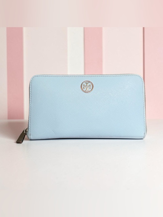Tory Burch Handbags - Tory Burch Robinson Continental Zip Wallet | Sky Blue Saffiano Leather